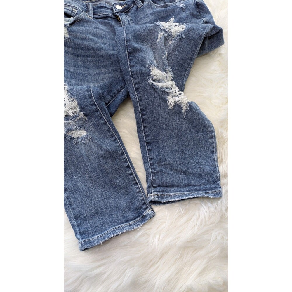 Judy Blue Jeans Womens 13/31 Skinny Capri Fit Distressed Raw Fray Hem Casual Y2K - Picture 9 of 11